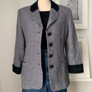 VINTAGE 100% WOOL JACKET - Marcella Priani Black and White Women's Jacket